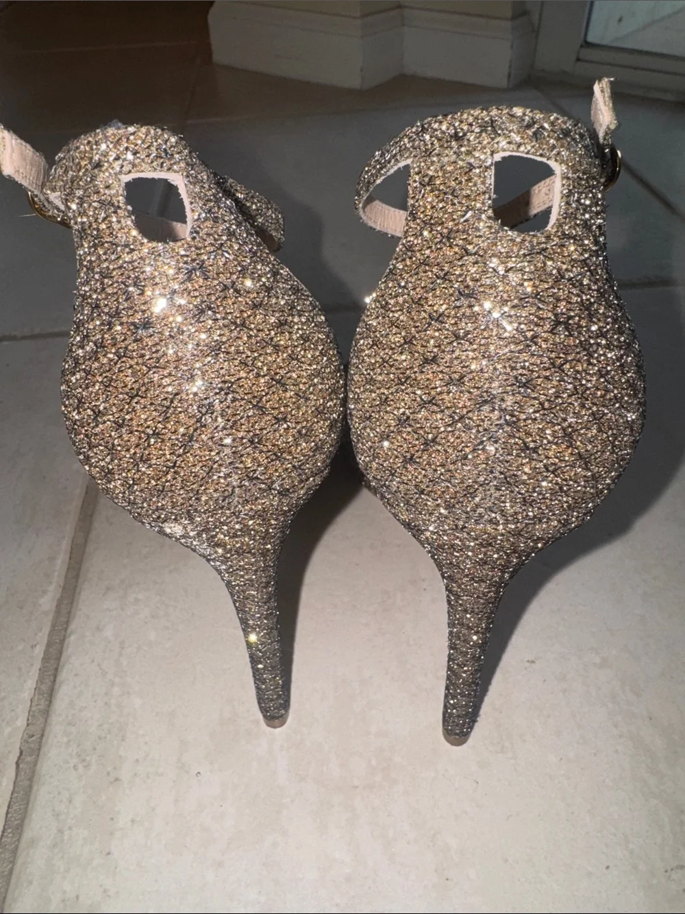 Stuart Weitzman Nudist Disco Glitter Heels Size 8.5 Like New